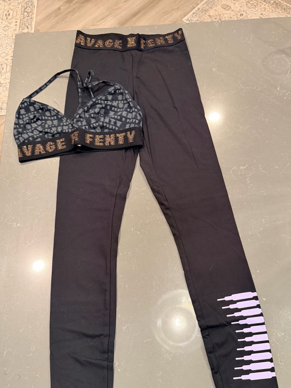 Savage X Fenty Black Logo Bralette & Leggings Set
